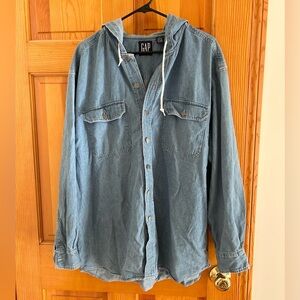 Vintage GAP Chambray Denim Button Down Hoodie